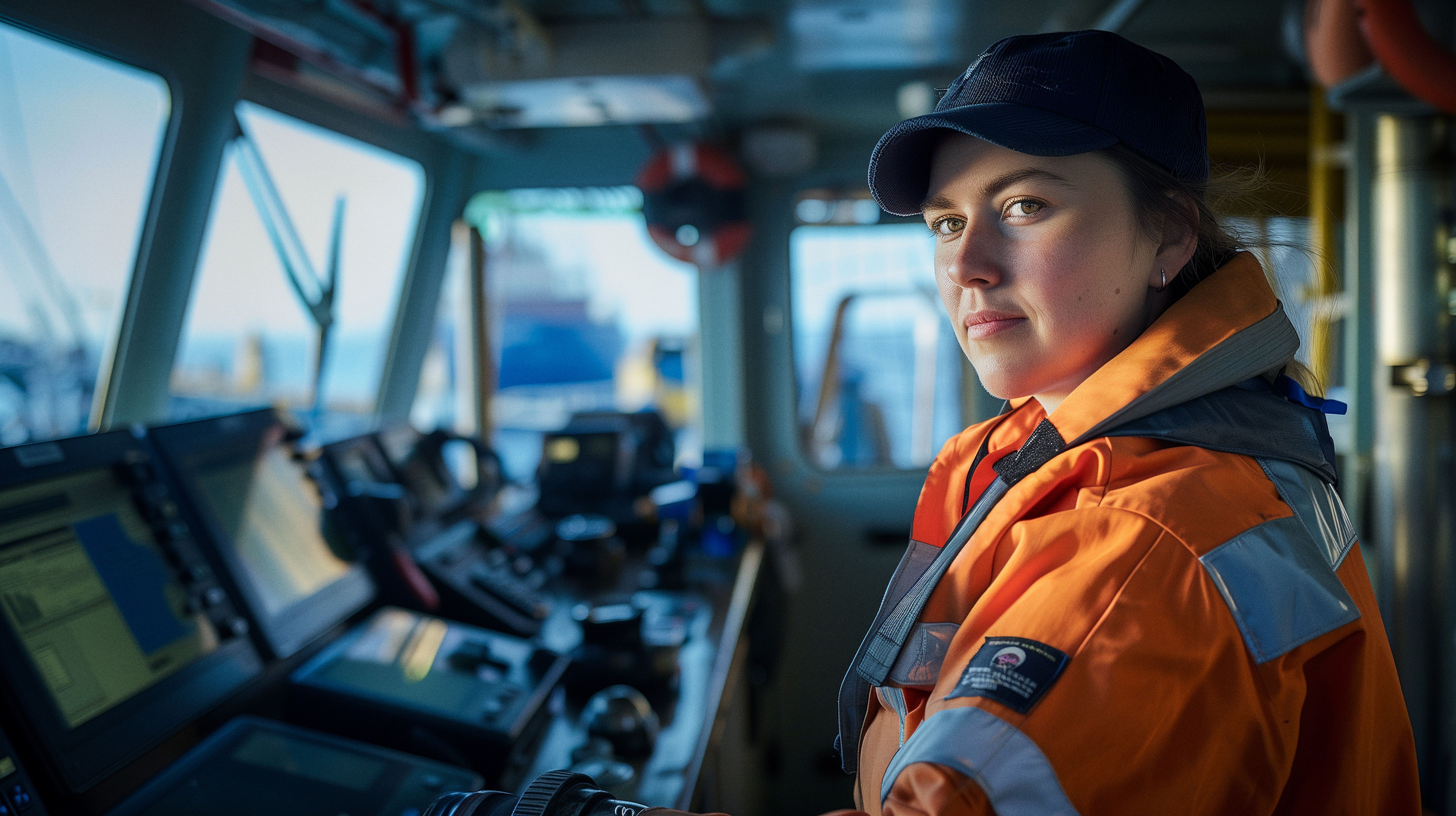 Female mariner on vessel
