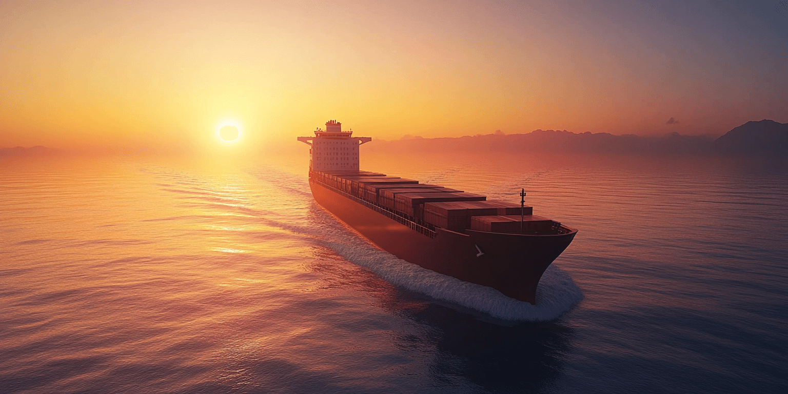 ship coming from sunset